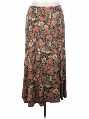 Peruvian Connection Floral Maxi Skirt in Coral and Tan XXL